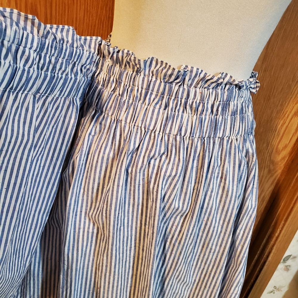 Club monaco Radura faux wrap striped mini skirt blue/white stripe size S - Picture 2 of 12